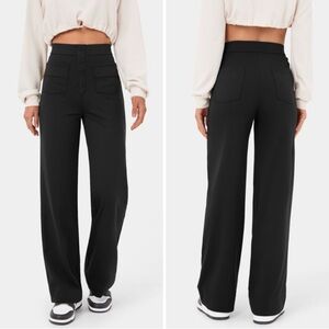 High-Waist Wide-Leg Black Halara Women’s Pants